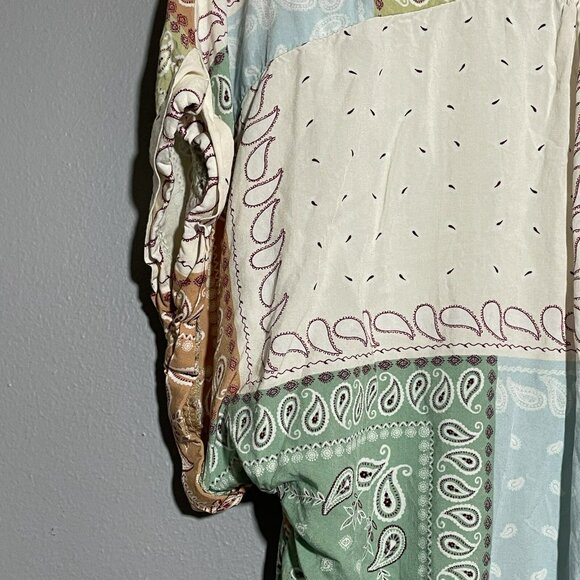 Ivy Jane Blouse Women Size S/M Retro Paisley Vneck Patch Hipster Comfy Relaxed - Picture 10 of 10